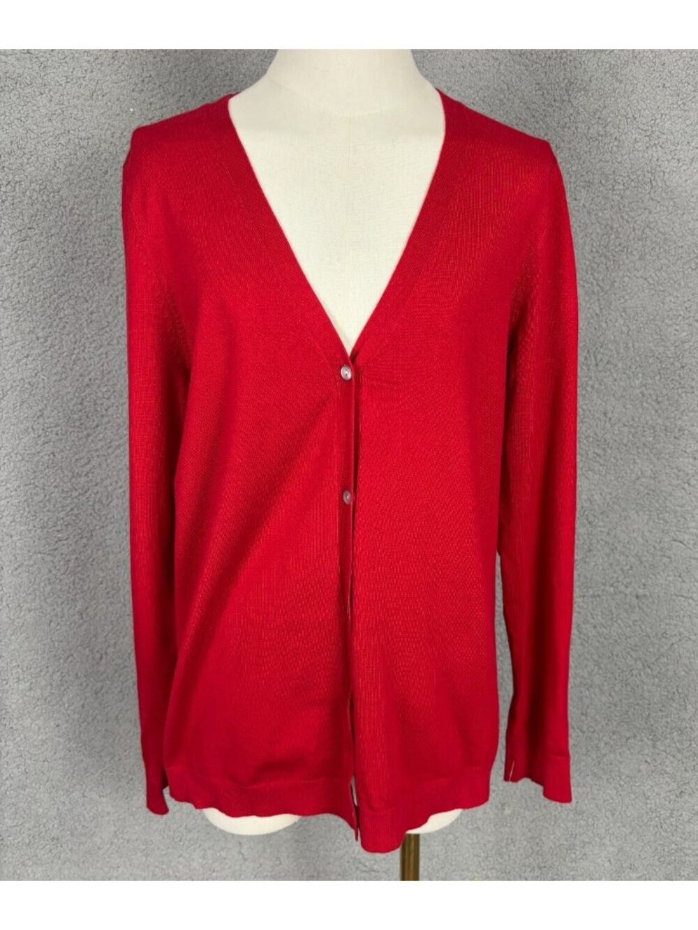 Lands' End Women's Long Sleeve Cardigan Sweater Button Up Red Medium NWOT's.